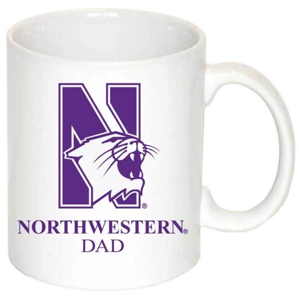 Northwestern University Wildcats 11 oz. White Ceramic Coffee Mug with DAD Design