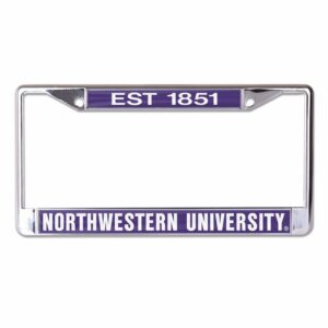 Northwestern University Wildcats Chrome License Plate Frame with Laser Cut Acrylic Purple EST 1851 Northwestern University Insert