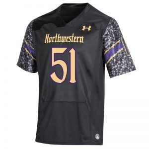 Northwestern University Wildcats Adult Under Armour Black Gothic Replica Football Jersey with #51