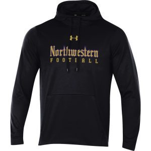 Northwestern University Wildcats Men’s Under Armour Tactical Tech™ Black Hooded Sweatshirt with Northwestern Football Gothic Design