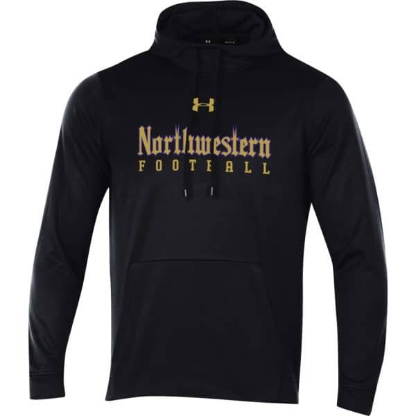 Northwestern University Wildcats Men’s Under Armour Tactical Tech™ Black Hooded Sweatshirt with Northwestern Football Gothic Design
