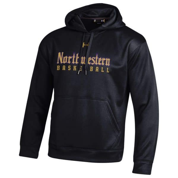 Northwestern University Wildcats Men’s Under Armour Tactical Tech™ Black Hooded Sweatshirt with Northwestern Football Gothic Design - Image 3