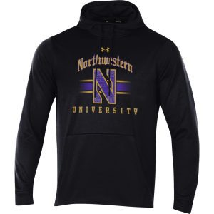 Northwestern University Wildcats Men’s Under Armour Tactical Tech™ Black Hooded Sweatshirt with Gothic Design with Stylized N
