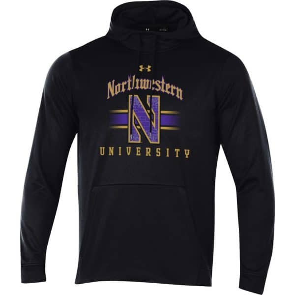 Northwestern University Wildcats Men’s Under Armour Tactical Tech™ Black Hooded Sweatshirt with Gothic Design with Stylized N