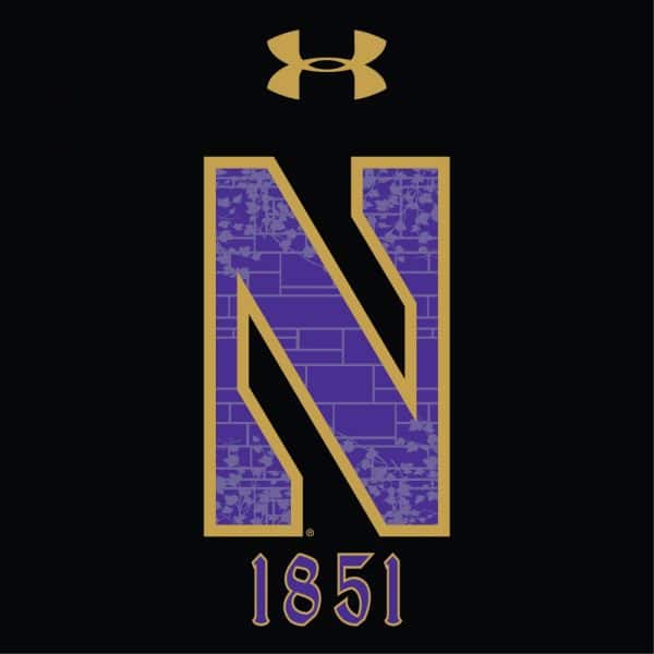 Northwestern University Wildcats Men’s Under Armour Tactical Tech™ Black Hooded Sweatshirt with Stylized N Gothic Design