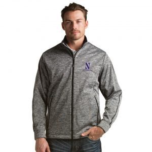 Northwestern University Wildcats Men's Antigua Golf Jacket in Black Heather