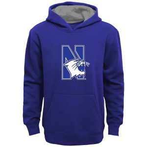 Northwestern University Wildcats Youth Purple Hooded Sweatshirt with Sewn On Applique' N-Cat Design