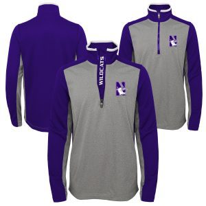 Northwestern University Wildcats Youth Two Tone Purple & Grey Pullover 1/4 Zip