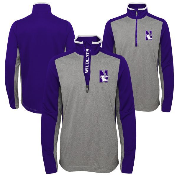 Northwestern University Wildcats Youth Two Tone Purple & Grey Pullover 1/4 Zip