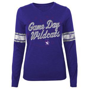 Northwestern University Wildcats Youth Glitter Print Purple Long Sleeve T-Shirt