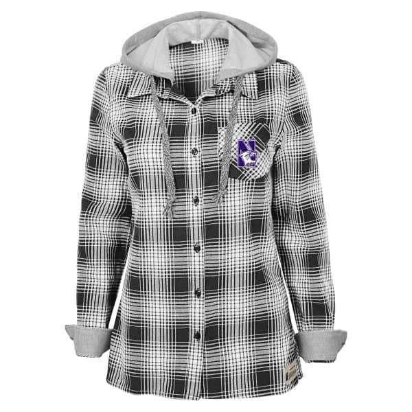 Northwestern University Wildcats Youth Long Sleeve Flannel Shirt with Hood