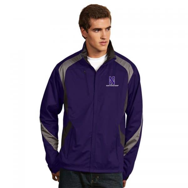 Northwestern University Wildcats Men's Antigua Tempest Full Zip Light Weight Rain Jacket in Purple