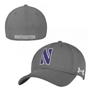 Northwestern University Wildcats Under Armour Grey Stretch Fit Hat with Stylized Northwestern N Design