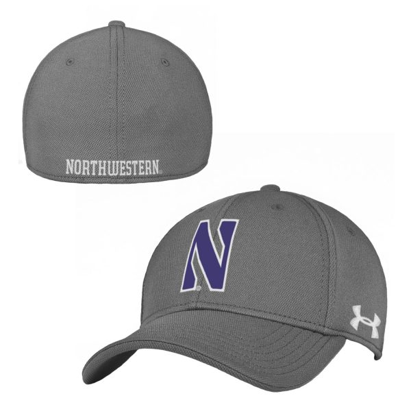 Northwestern University Wildcats Under Armour Grey Stretch Fit Hat with Stylized Northwestern N Design