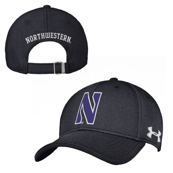 Northwestern University Wildcats Under Armour Adjustable Black Hat with Stylized Northwestern N Design