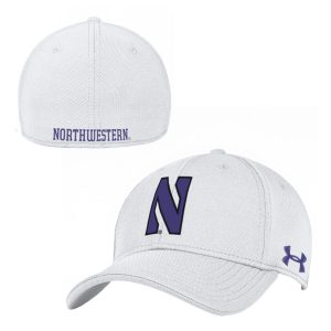 Northwestern University Wildcats Under Armour White Stretch Fit Hat with Stylized Northwestern N Design