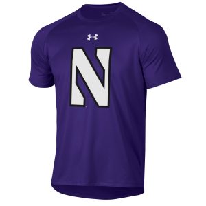 Northwestern University Wildcats Youth Under Armour Tactical Tech™ Purple Short Sleeve T-Shirt with Stylized Northwestern N Design