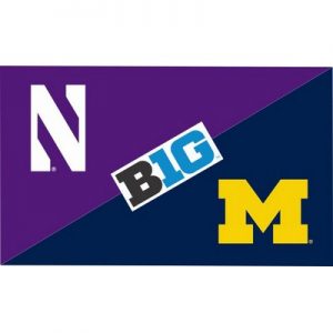 Northwestern University Wildcats 3'X5' House Divided Flag with Michigan Wolverines