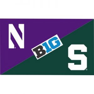 Northwestern University Wildcats 3'X5' House Divided Flag with Michigan State Spartans