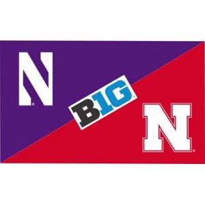 Northwestern University Wildcats 3'X5' House Divided Flag with Nebraska Cornhuskers