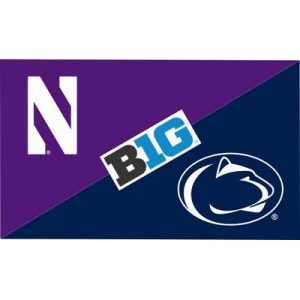 Northwestern University Wildcats 3'X5' House Divided Flag with Penn State Nittany Lions