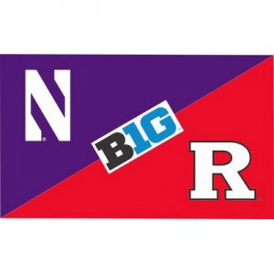 Northwestern University Wildcats 3'X5' House Divided Flag with Rutgers Scarlet Knights