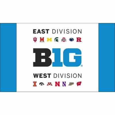 Northwestern University Wildcats Big Ten Conference 3'X5' Flag Showing the East and West Division Teams