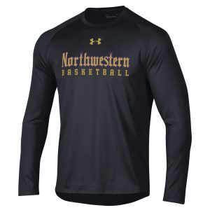 Northwestern University Wildcats Youth Under Armour Tactical Tech™ Black Long Sleeve T-Shirt with Northwestern Basketball Gothic Design