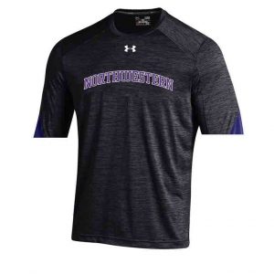 Northwestern University Wildcats Men’s Sideline Under Armour Black Short Sleeve Microthread Tee