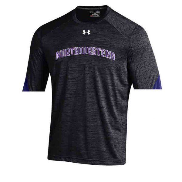 Northwestern University Wildcats Men’s Sideline Under Armour Black Short Sleeve Microthread Tee