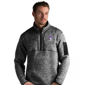 Northwestern University Wildcats Men's Antigua Fortune 1/4 Zip- Black Heathered