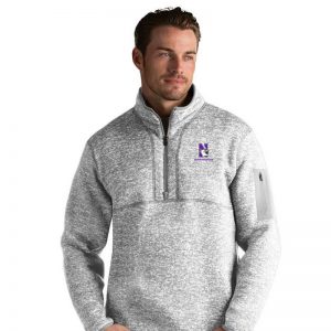 Northwestern University Wildcats Men's Antigua Fortune 1/4 Zip- Light Grey Heathered