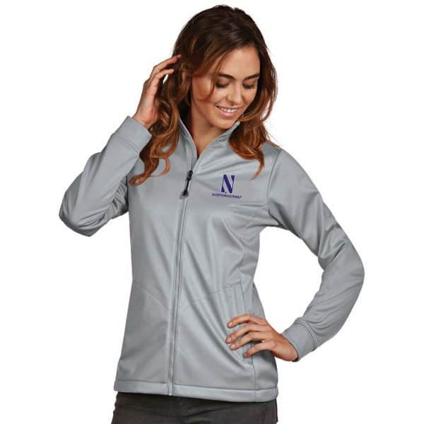 Northwestern University Wildcats Women's Antigua Golf Jacket in Silver Light Grey
