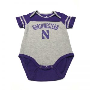 Northwestern University Wildcats Onesie with Purple Shoulders and Back & Arch Northwestern Over N Design