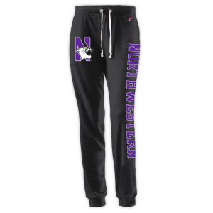 Northwestern University Wildcats Ladies League Black Heather Triblend Jogger Pants