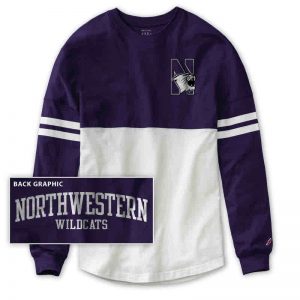 Northwestern University Wildcats Unisex League Two Tone Long Sleeve Jersey Tee