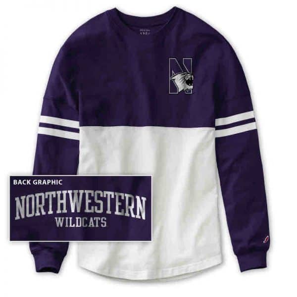 Northwestern University Wildcats Unisex League Two Tone Long Sleeve Jersey Tee