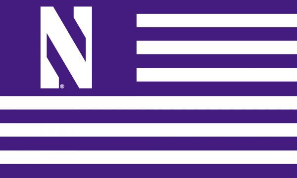 Northwestern University Wildcats Purple & White Striped 3'X5' American Flag Inspired Flag - Image 2