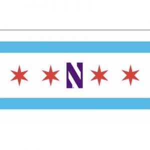 Northwestern University Wildcats 3'X5' Chicago Flag with Northwestern Purple N in the Middle