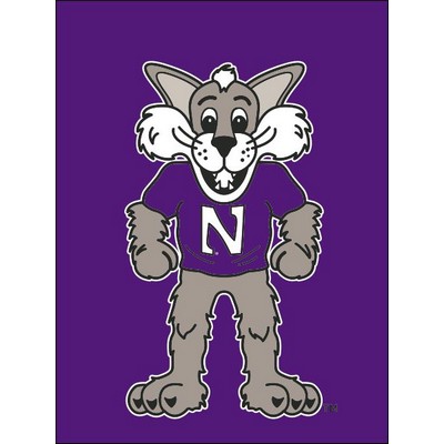 Northwestern University Wildcats 30"X40" Purple Banner Flag with Willie The Wildcat Design