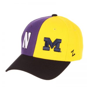 Northwestern University Wildcats House Divided Hat with Michigan Wolverines with Maize Panel & Blue M