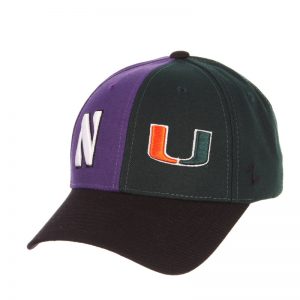 Northwestern University Wildcats House Divided Hat with Miami Hurricanes