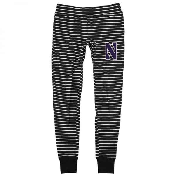 Northwestern University Wildcats Black Stripe Cuffed Pants By Boxercraft