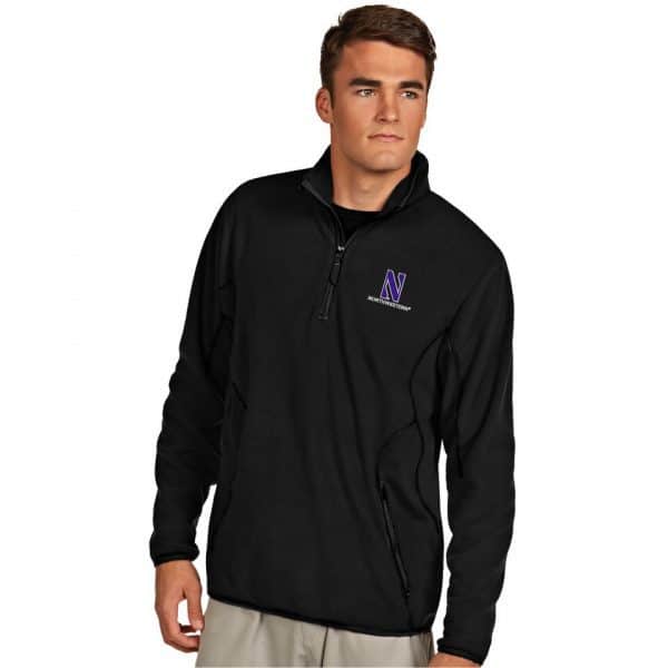 Northwestern University Wildcats Men's Antigua Ice Pullover 1/4 Zip Polar Fleece in Black