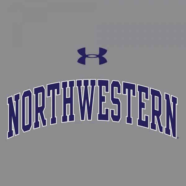 Northwestern University Wildcats Men’s Under Armour Free Style Half Sleeve Purple & Grey Baseball Tee - Image 2