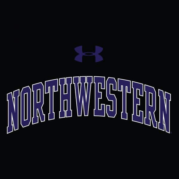 Northwestern University Wildcats Men’s Under Armour Free Style Half Sleeve Purple & Black Baseball Tee - Image 2