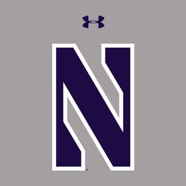 Northwestern University Wildcats Men’s Under Armour Tactical Tech™ Dark Grey Short Sleeve T-Shirt with Stylized Northwestern N Design - Image 2