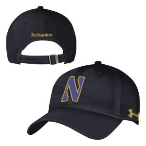 Northwestern University Wildcats Under Armour Renegade Adjustable Black Hat with Stylized N Gothic Collection Design