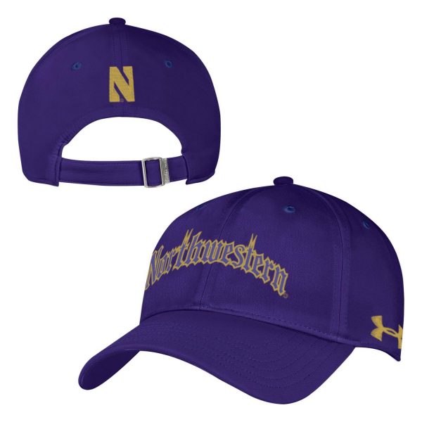 Northwestern University Wildcats Under Armour Renegade Adjustable Purple Hat with Gothic Collection Arched Northwestern Design