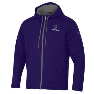 Northwestern University Wildcats Men’s Under Armour Purple Coldgear Fleece -Lined Puffer Fullzip Hooded Jacket
